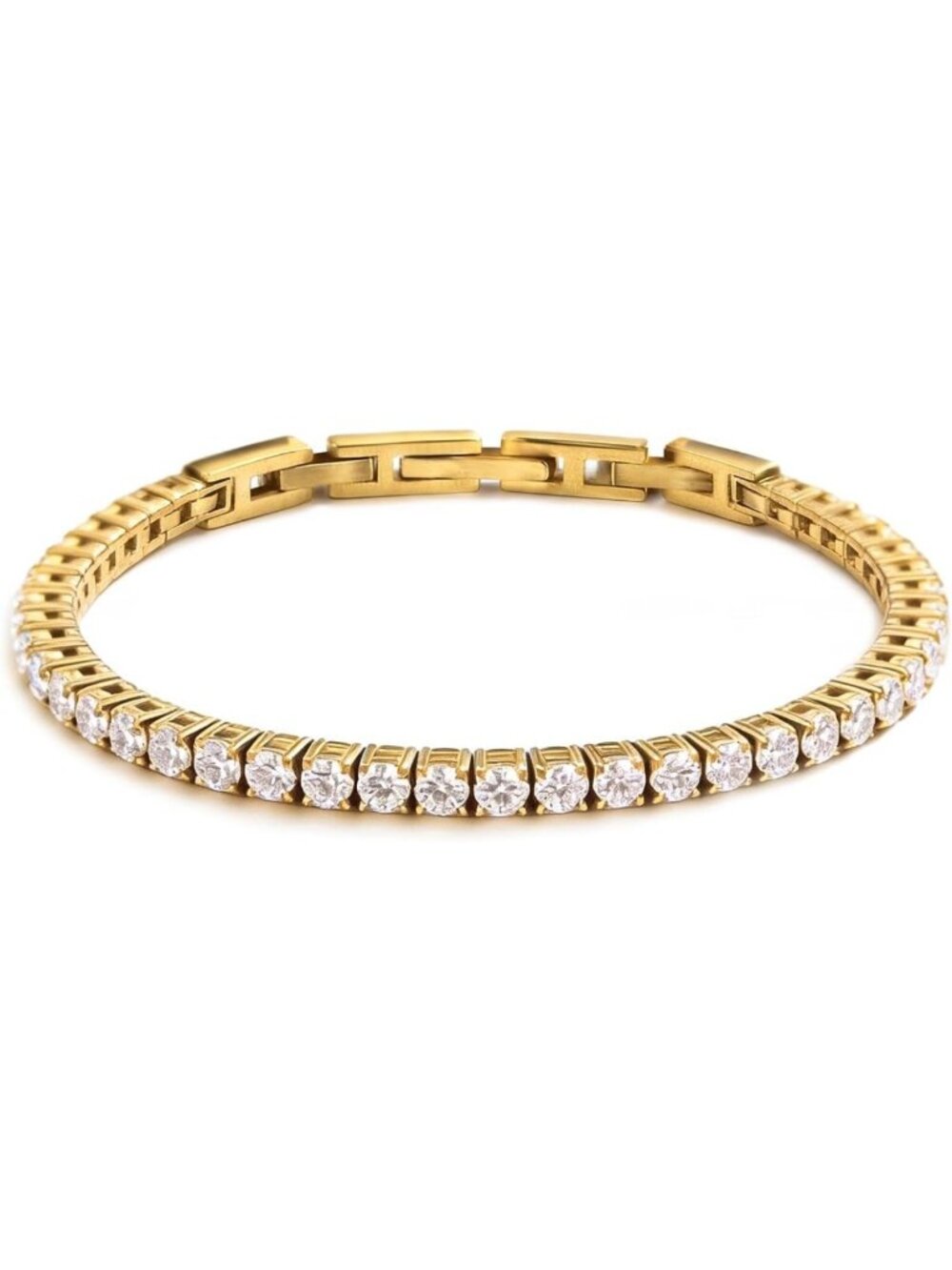 Waterproof Adjustable Tennis Bracelet for Women, 14K Gold Plated Jewelry